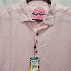 NWT Robert Graham‎ Borsi Men's Linen Cotton Classic Fit Pink Shirt 2XL $198